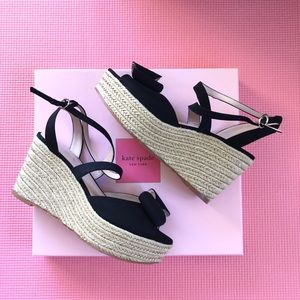 NWT NIB kate spade ♠️ black Thelma wedges size 8